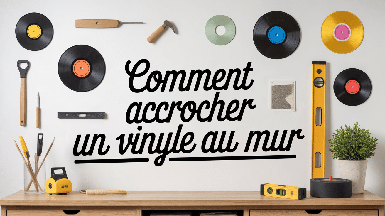 accrocher vinyl mur composition moderne outils