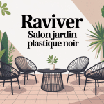 comment raviver un salon de jardin en plastique noir sur une terrasse avec mobilier restauré