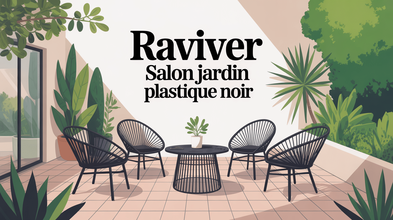comment raviver un salon de jardin en plastique noir sur une terrasse avec mobilier restauré