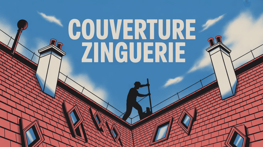 Vue technique couverture zinguerie avec toiture et gouttières