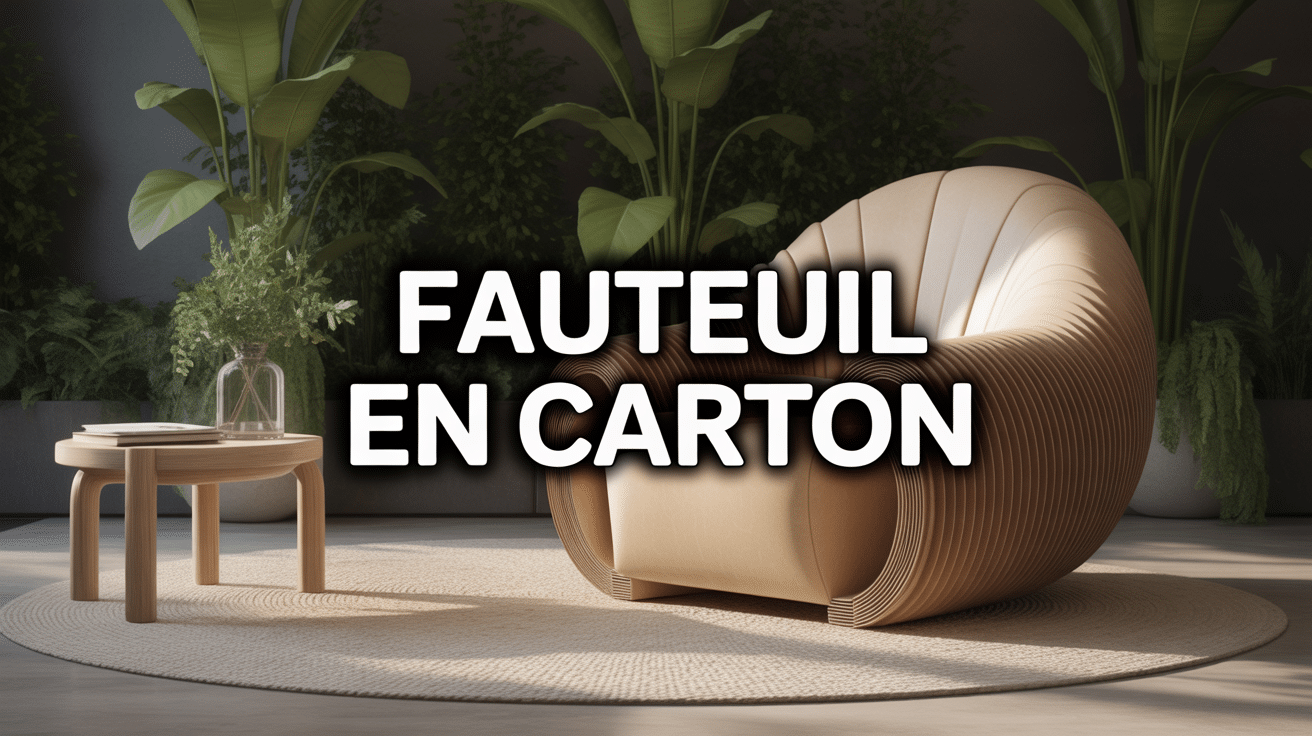 fauteuil en carton beige moderne dans salon contemporain
