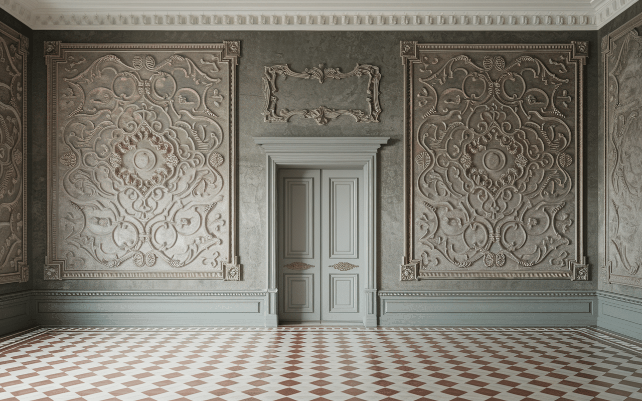 gros plan ancien carreaux de ciment motif floral geometrique