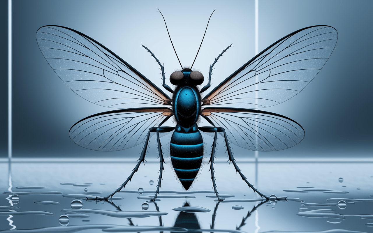 Gros plan petite mouche d'humidité sur surface humide