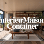 Vue stylisée interieur maison container moderne