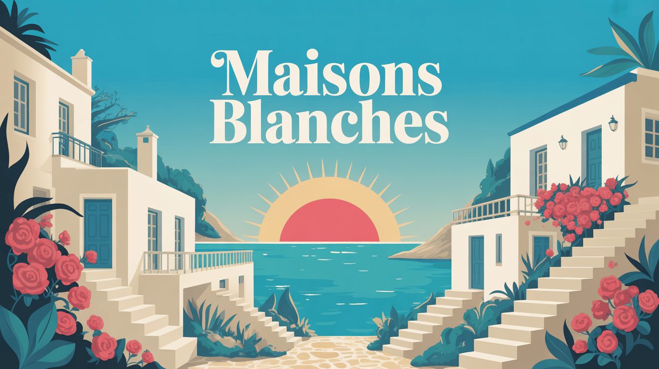 vue village méditerranéen maisons blanches