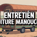Nettoyage toiture manouche sur une roulotte traditionnelle