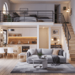 Intérieur lumineux aménagement petite maison 50m2 moderne