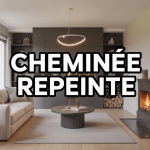 Salon moderne avec cheminée repeinte gris anthracite
