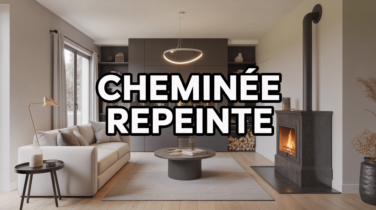 Salon moderne avec cheminée repeinte gris anthracite