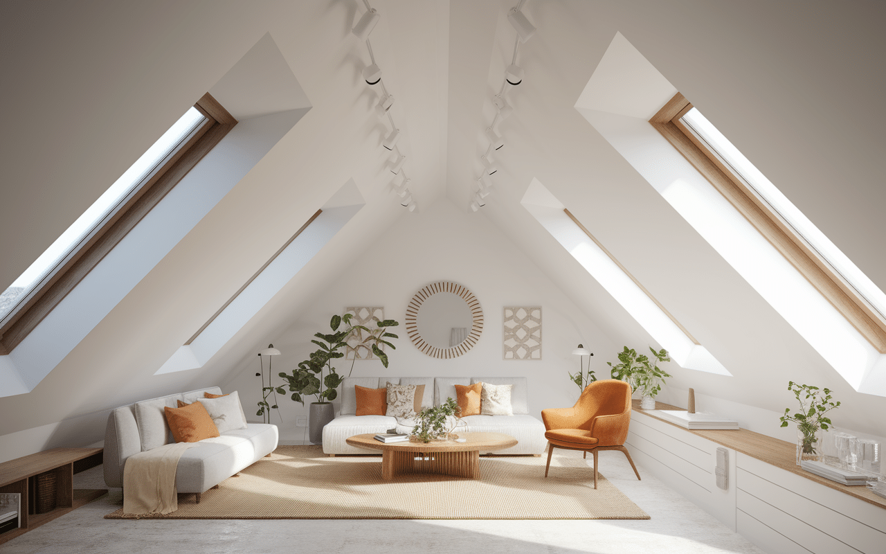 Intérieur lumineux combles aménagés faible hauteur