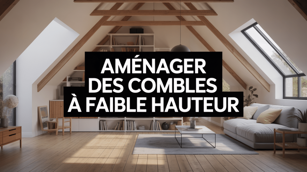 Vue d'ensemble combles aménagés faible hauteur mobilier bas