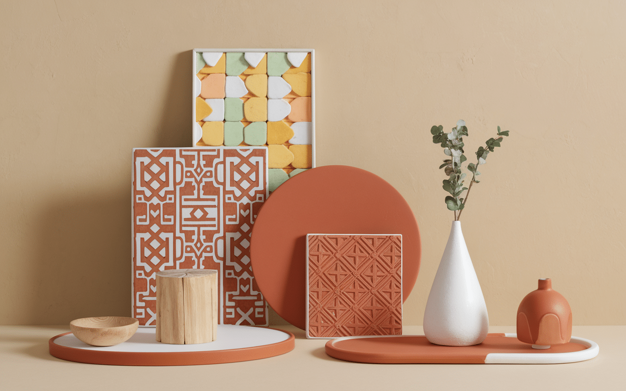 Décoration intérieure maison typique espagnole tuiles terre cuite et couleurs chaudes