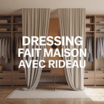 dressing fait maison avec rideau ouvert en chambre moderne