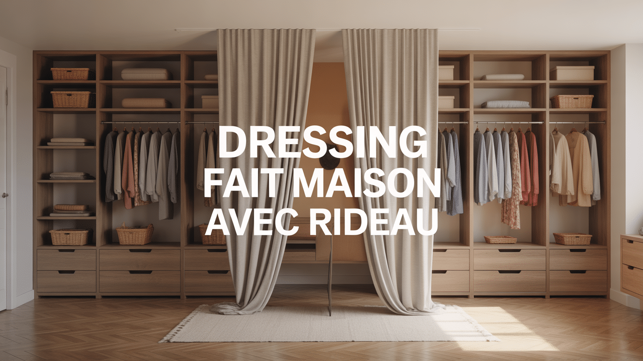 dressing fait maison avec rideau ouvert en chambre moderne