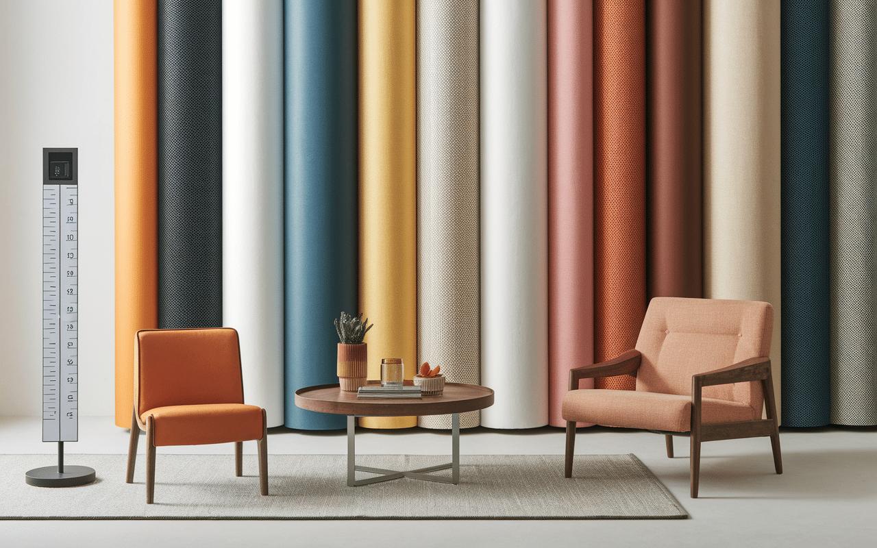 Différents tissus pour housse de fauteuil extensible avec mètre ruban