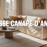 Salon moderne avec housse canapé d'angle élégante