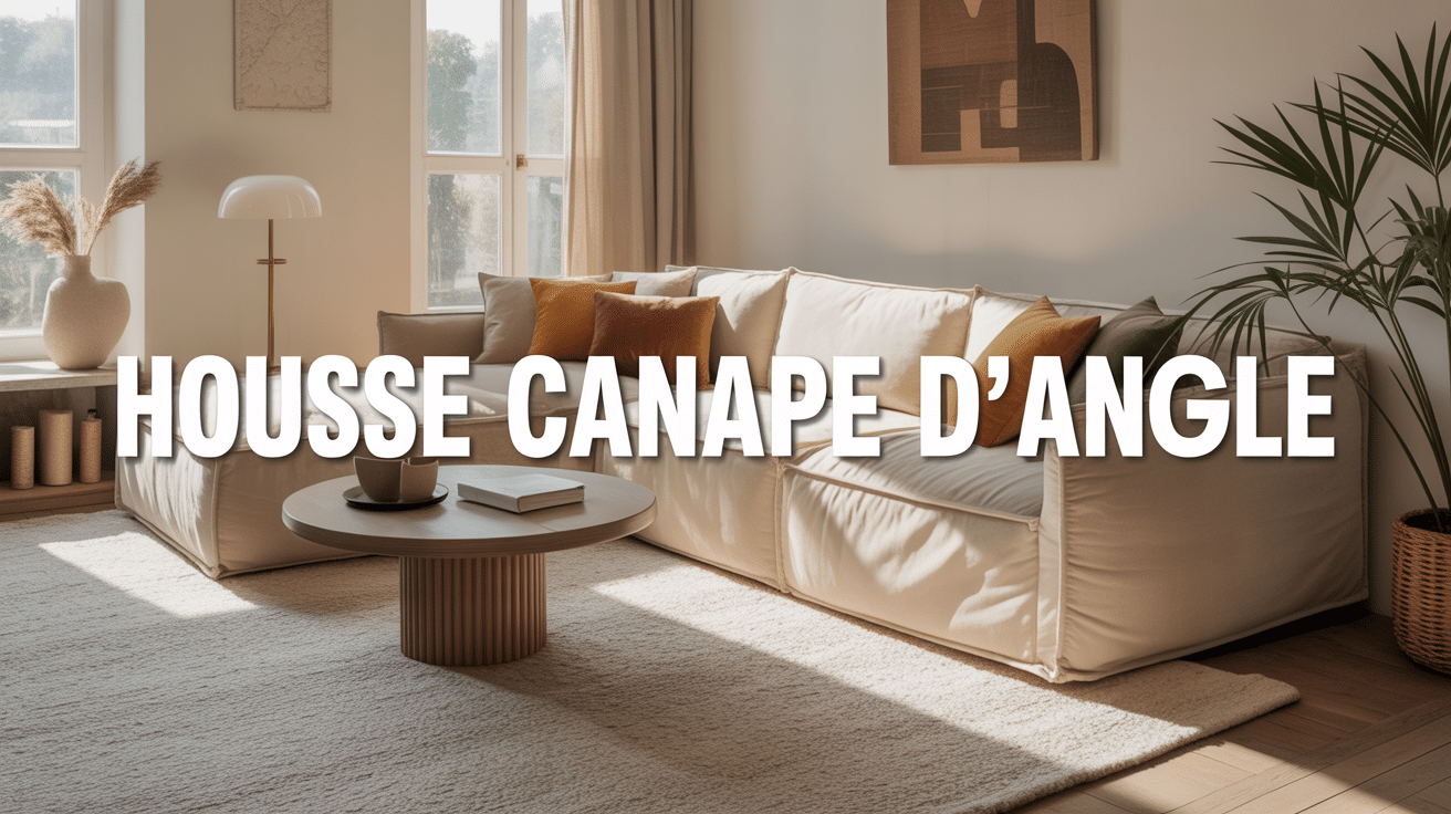 Salon moderne avec housse canapé d'angle élégante