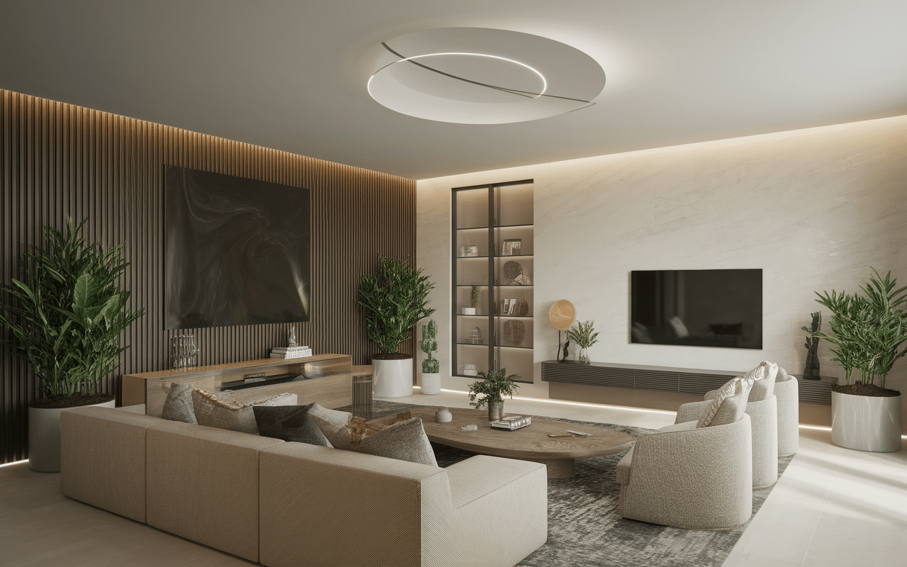 intérieur maison du futur avec domotique et capteurs intelligents