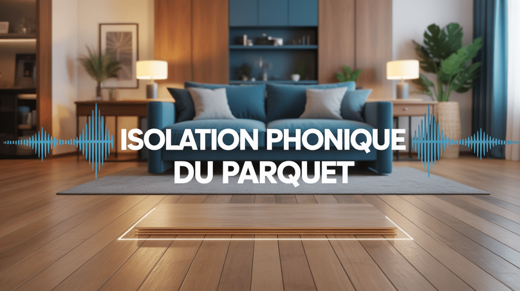 Coupe appartement montrant isolation phonique parquet avec sous-couche
