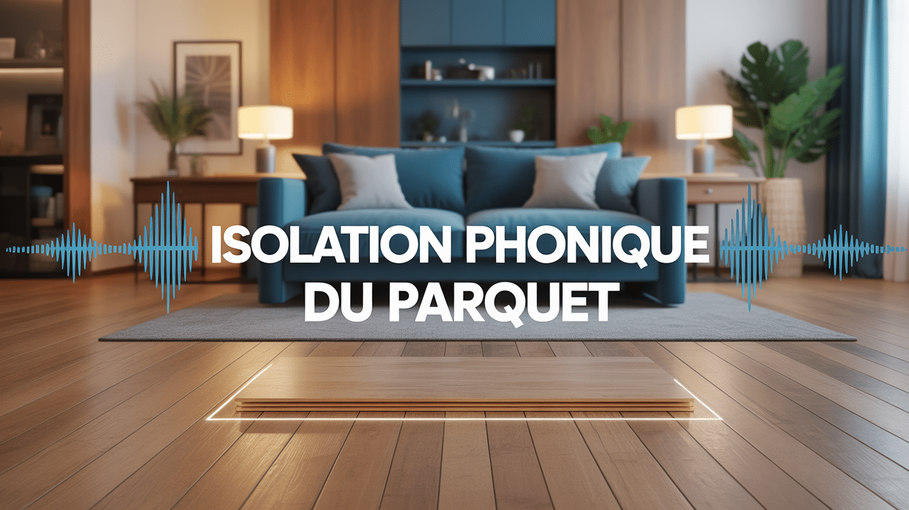 Coupe appartement montrant isolation phonique parquet avec sous-couche