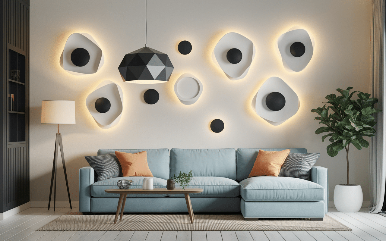 luminaire salon moderne avec suspensions et lampadaires contemporains