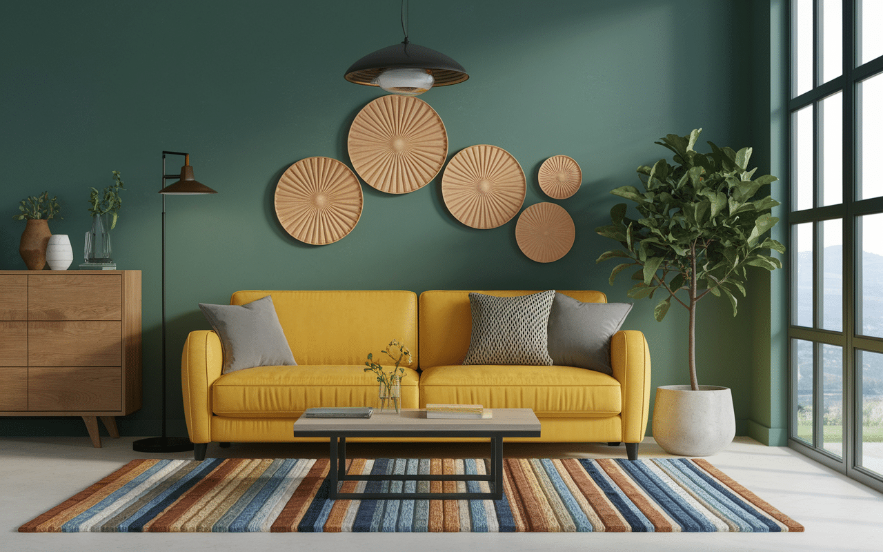 luminaire salon moderne en laiton noir mat verre bois