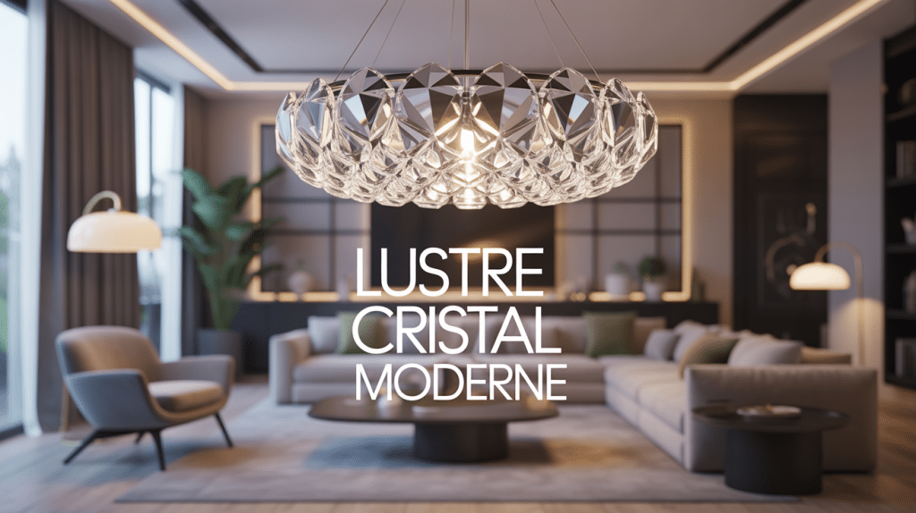 lustre cristal moderne suspendu salon élégant