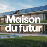 maison du futur panoramique, panneaux solaires et design écologique