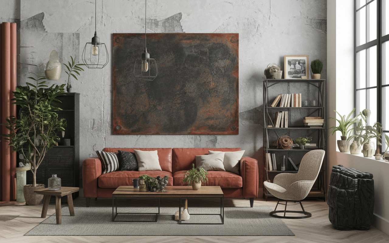 Materiaux cuisine style industriel vintage bois metal brique beton