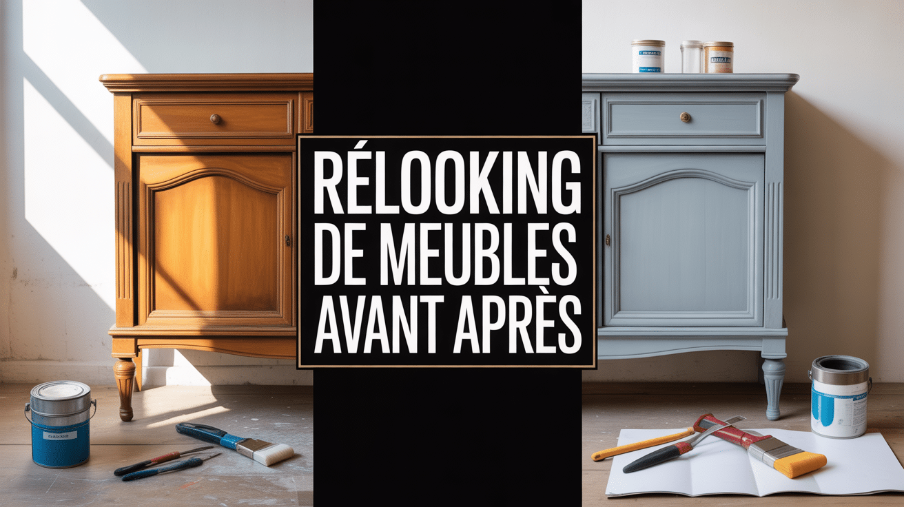 meuble relooké avant apres split écran transformation vintage