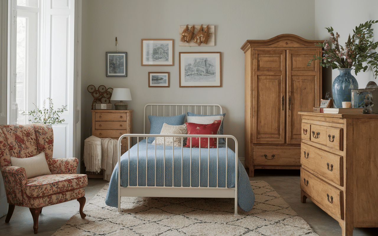 Mobilier et accessoires chambre style cottage anglais