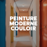 moderne peinture couloir et portes, espace contemporain, portes colorées
