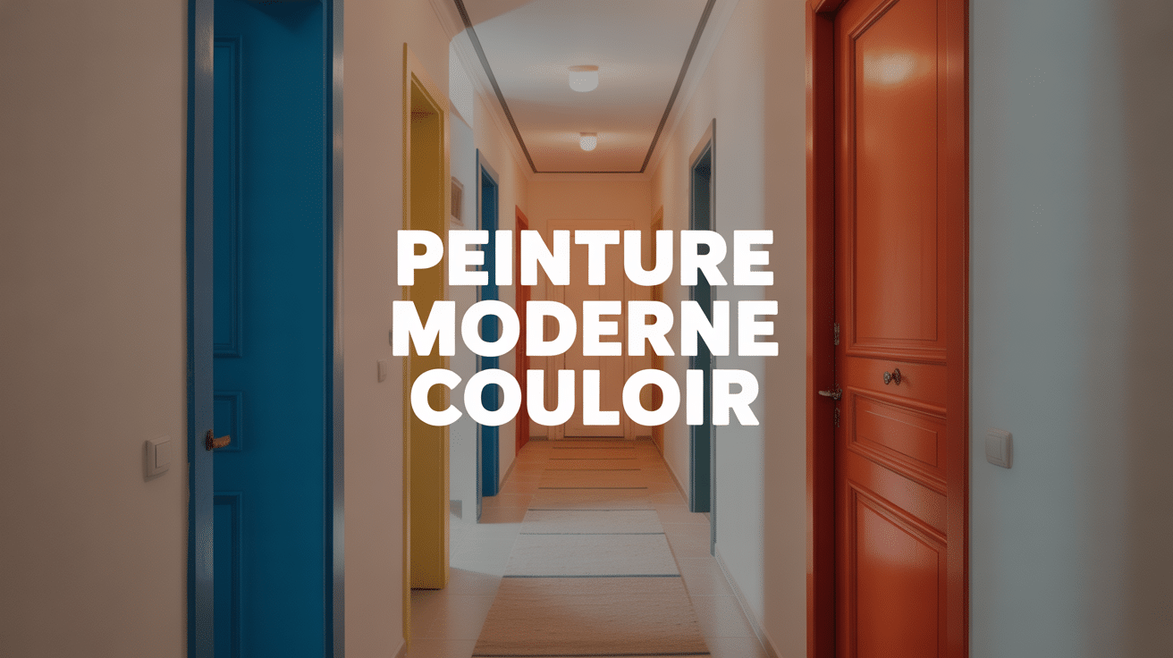 moderne peinture couloir et portes, espace contemporain, portes colorées