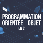 Objets en C sur fond technologique bleu