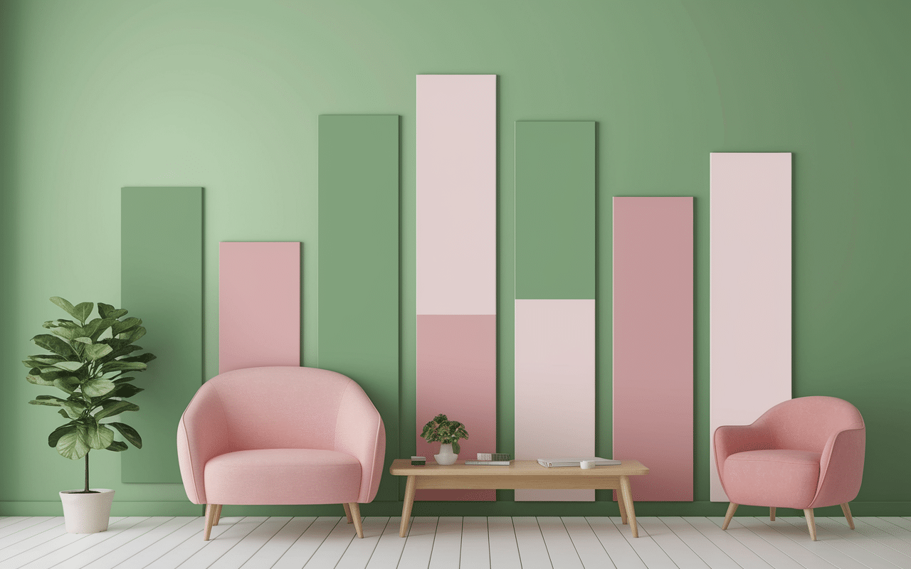 Nuancier vert et rose pour chambre verte et rose