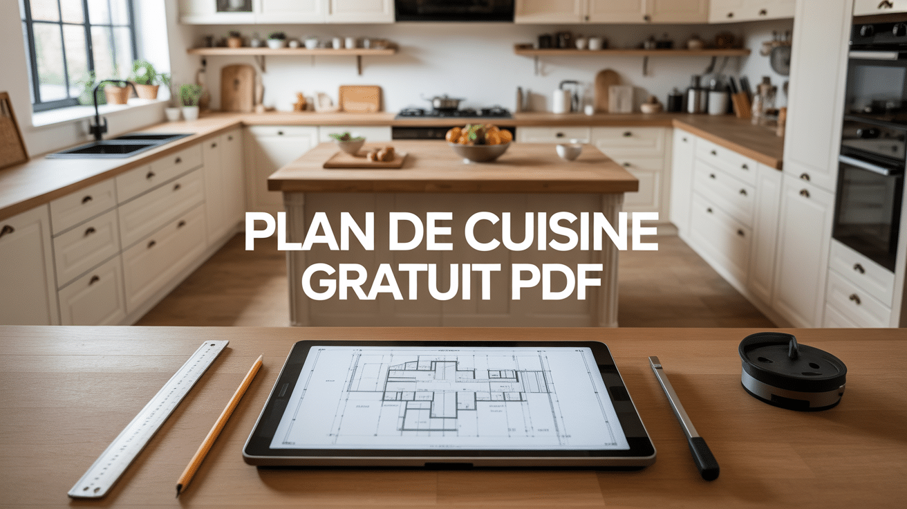 plan de cuisine gratuit pdf moderne avec ilot et tablette