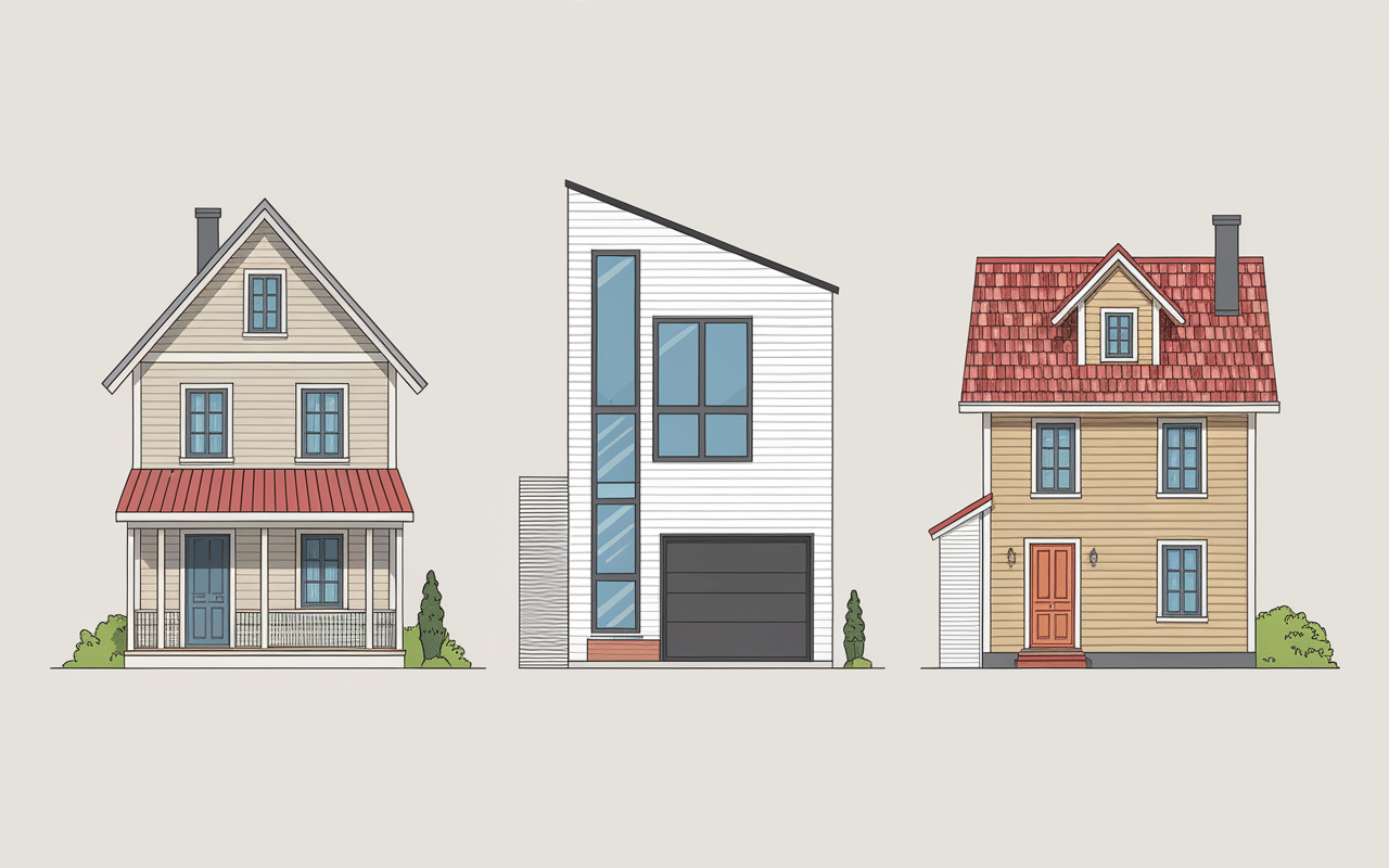 Styles architecturaux plan maison 4 chambres illustration