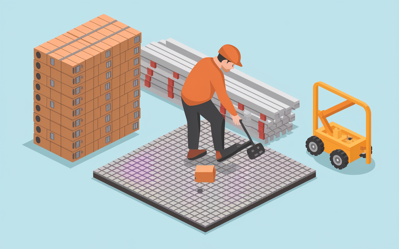 poid carrelage au m2 logistique sur chantier