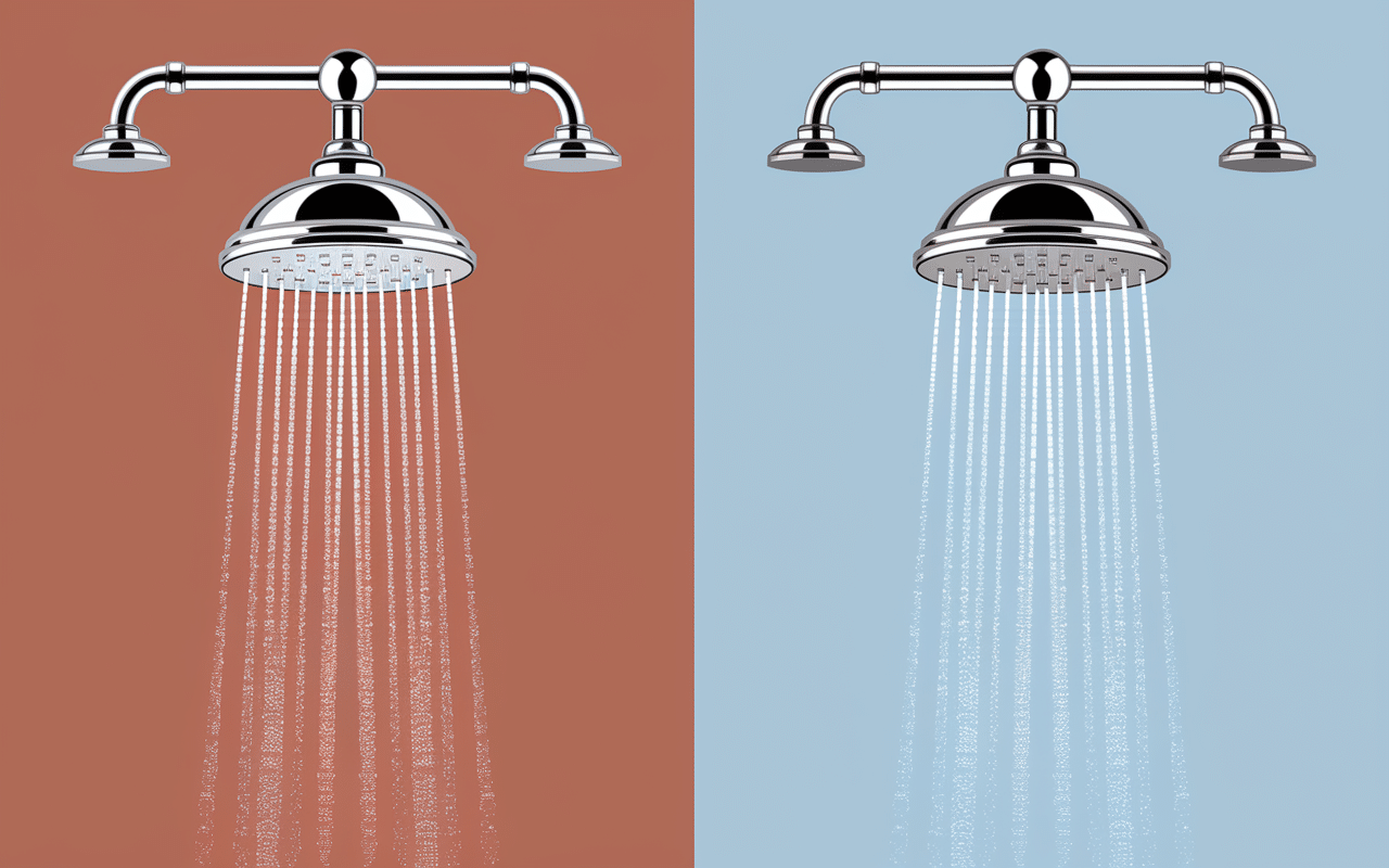 pommeau de douche anti calcaire encrassé et propre