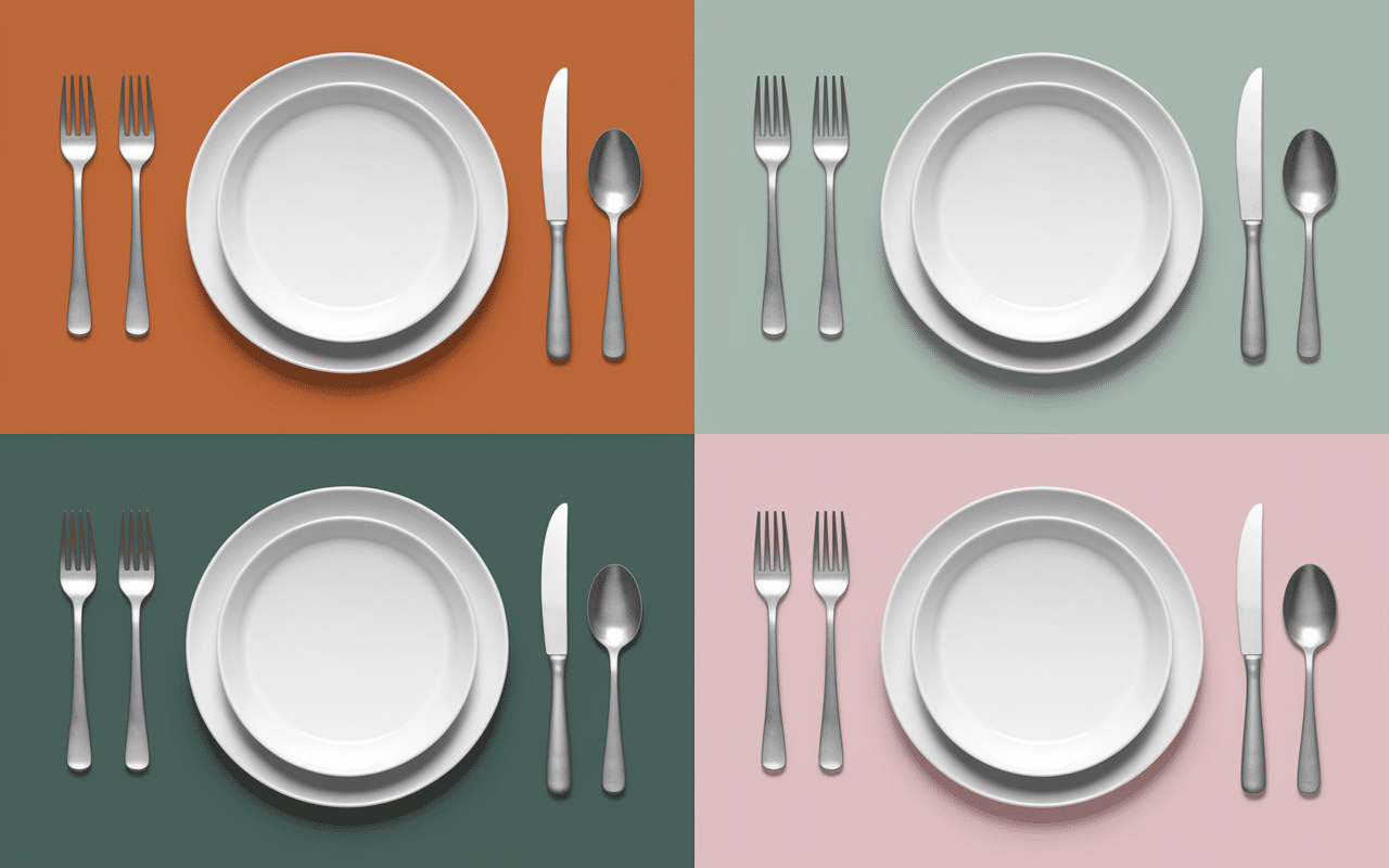 Position des couverts dans l'assiette différents codes en images