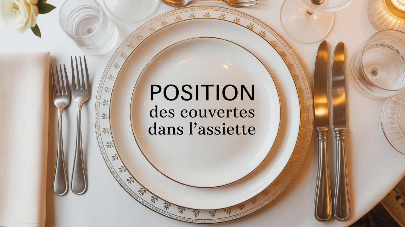 Position des couverts dans l'assiette sur table élégante