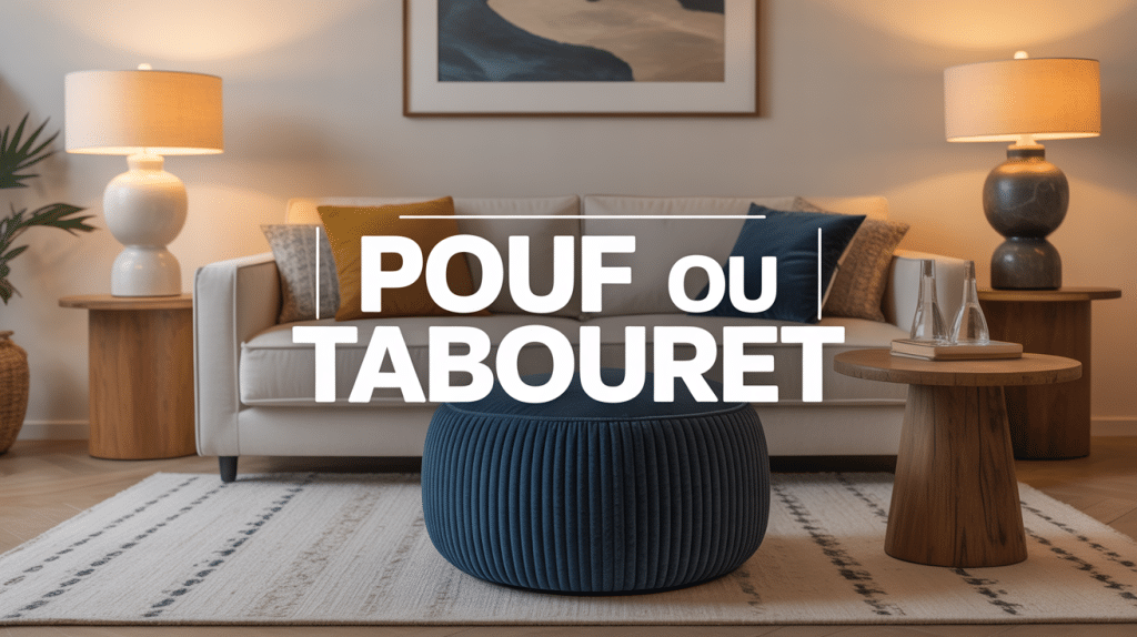 Pouf ou tabouret côte à côte dans un salon contemporain