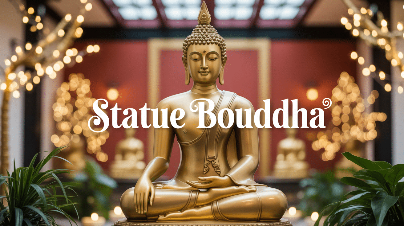 statue bouddha dorée méditant intérieur zen