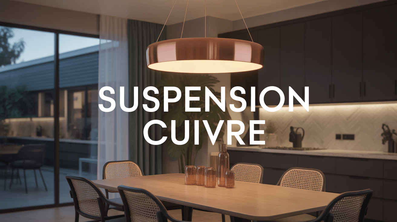 Suspension cuivre dorée centre intérieur moderne