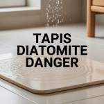 tapis diatomite danger pierre naturelle sur sol blanc