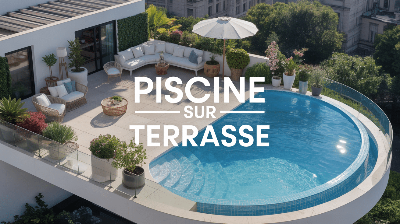 terrasse moderne avec piscine sur une terrasse