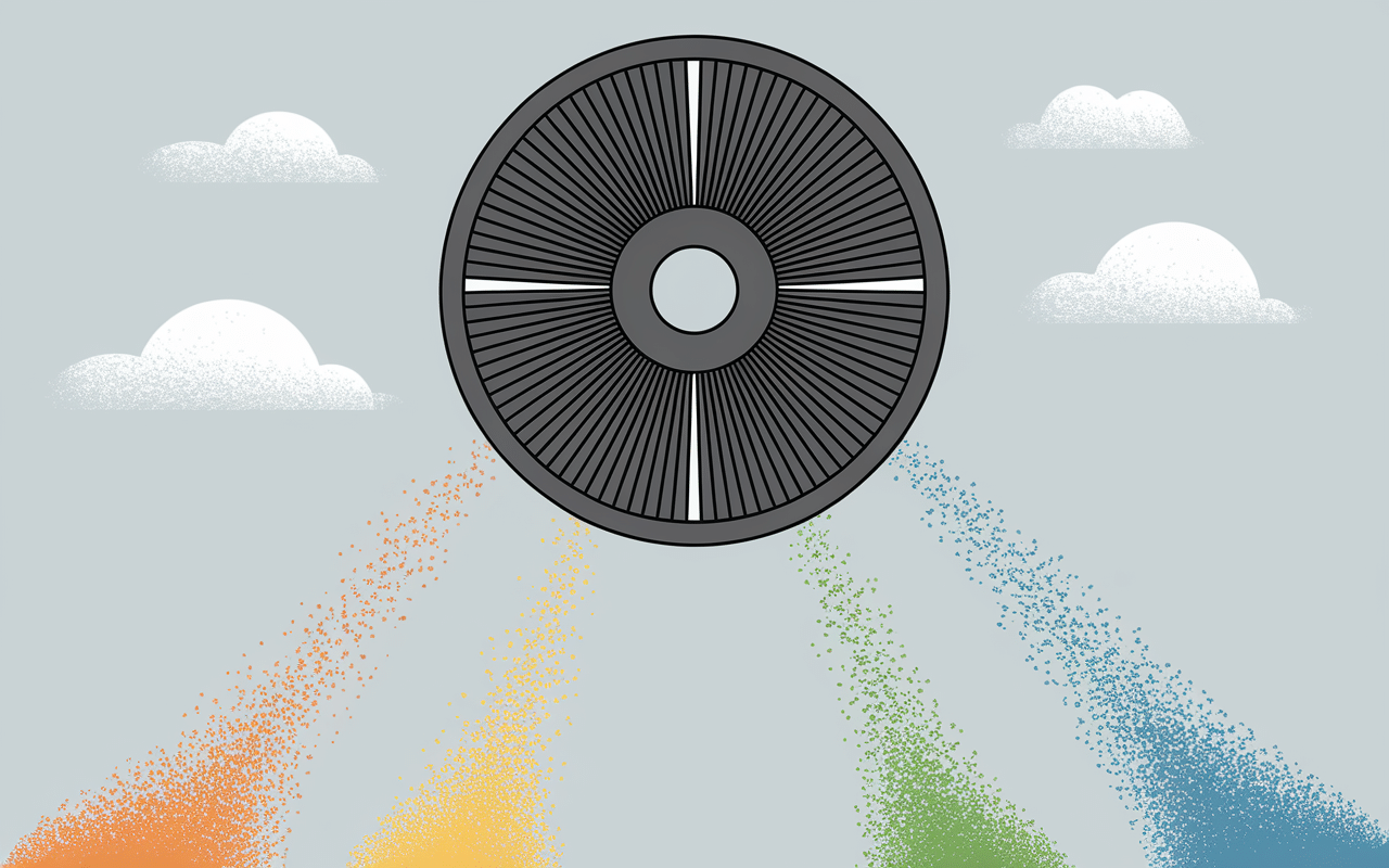 Gros plan filtre VMC simple flux avec particules
