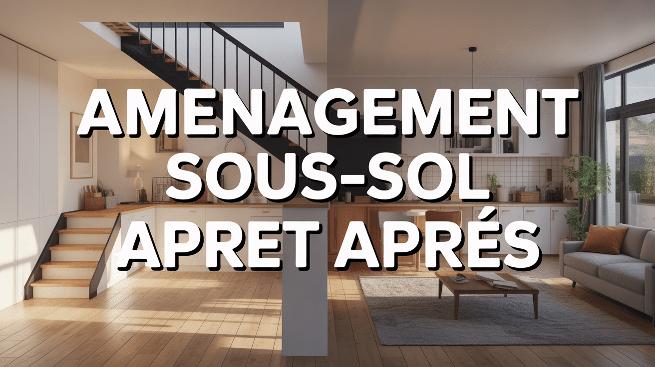 Illustration coupe amenagement sous sol avant apres