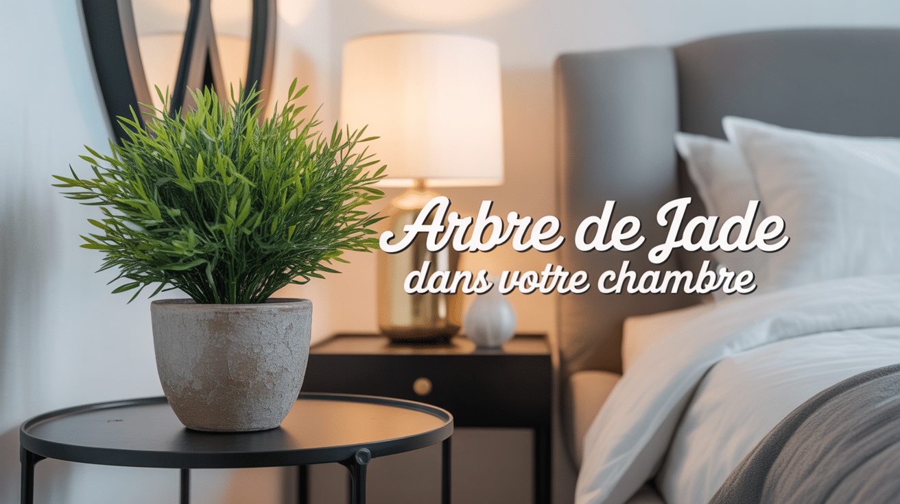 arbre de jade dans une chambre moderne sur table de chevet