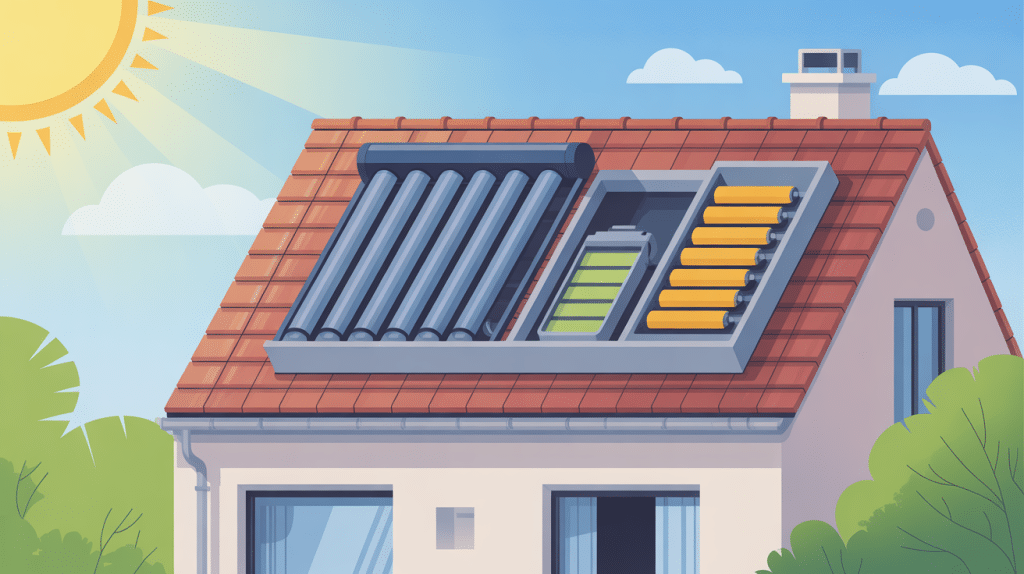 Vue technique batterie pour volet roulant solaire Velux